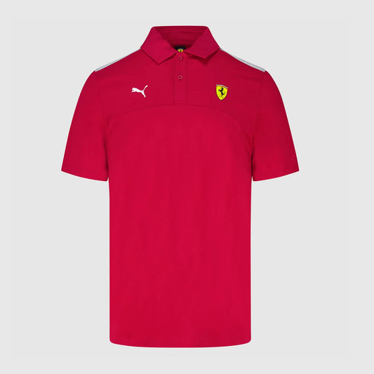 Scuderia Ferrari F1 Shield Polo Shirt Cherry Red //speedgear.com/cdn/shop/files/701232789001_pp_01_Ferrari.webp?v=1775748298