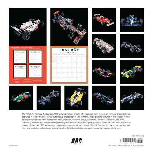2026 Art of the Formula 1 Racecar Wall Calendar