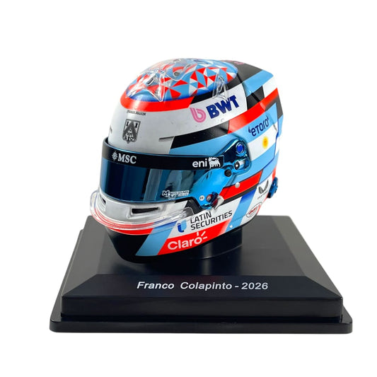 1:5th Scale BWT Alpine F1 Franco Colapinto 2026 Mini Helmet //speedgear.com/cdn/shop/files/AH6912.jpg?v=1792061201