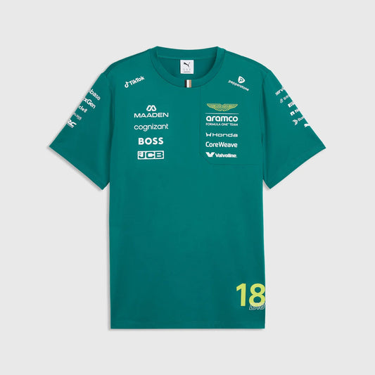 Aston Martin F1 Replica Stroll #18 Tee Shirt 2026 Green //speedgear.com/cdn/shop/files/AS6113.webp?v=1776700393