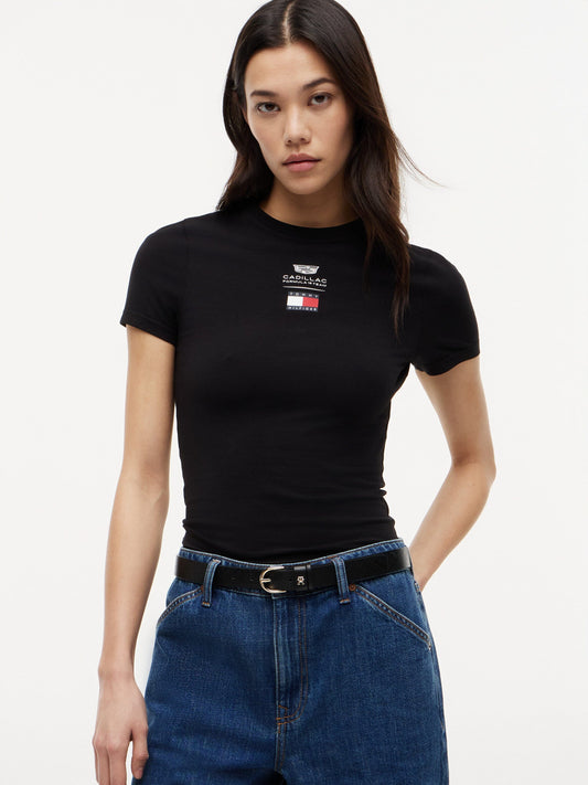 Cadillac F1 Racing Ladies Logo Tee Shirt Black //speedgear.com/cdn/shop/files/CA6631-2.jpg?v=1771342397