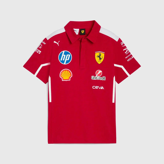 Scuderia Ferrari F1 Replica Kids Team Polo 2025 Red