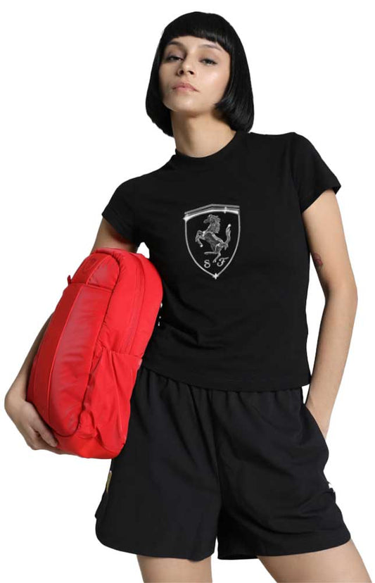 Scuderia Ferrari F1 Ladies Big Shield Tonal Tee Black