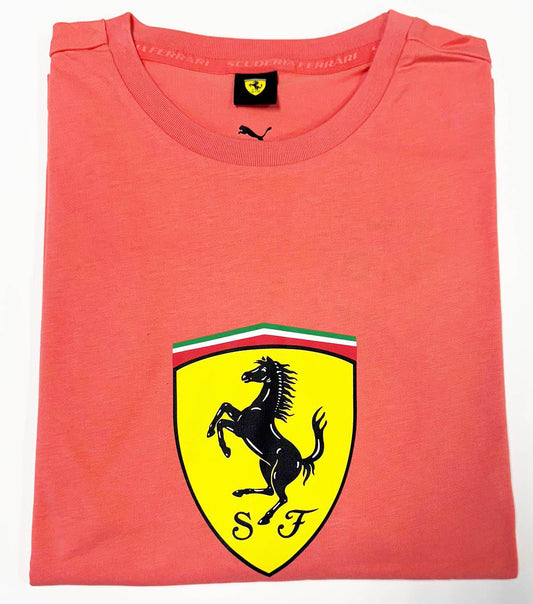 Scuderia Ferrari F1 Ladies Shield Tee Shirt Peach Frost