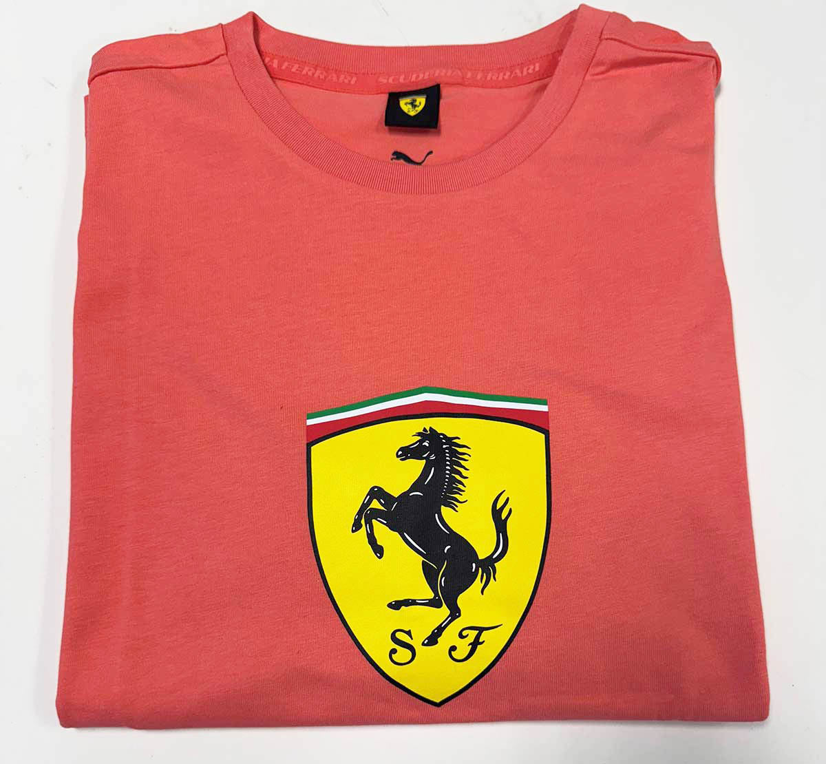Scuderia Ferrari F1 Ladies Shield Tee Shirt Peach Frost