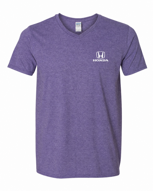 Honda Racing Logo Vneck Tee Heather Purple //speedgear.com/cdn/shop/files/HM6150-gildan64V00-S_HeatherPurple-tee.png?v=1786637930