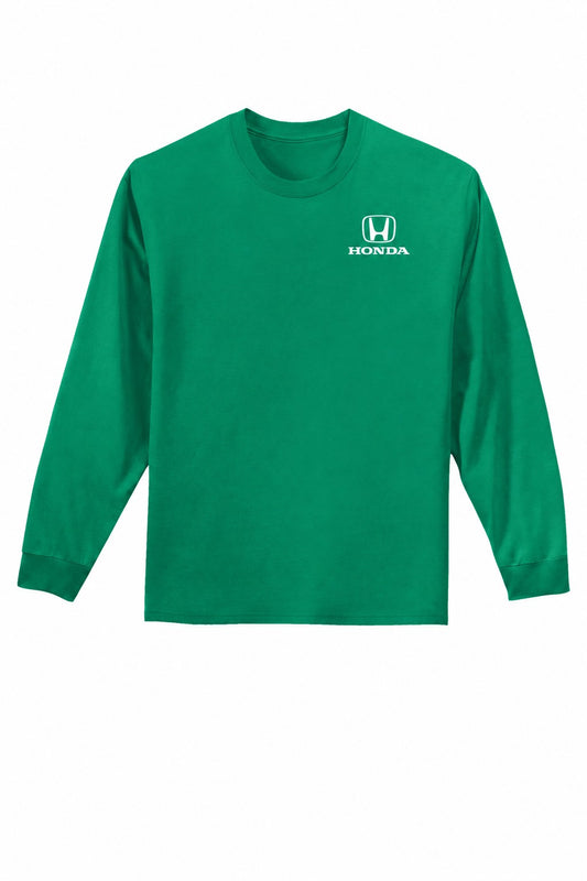 Honda Racing Logo Long Sleeve Tee Green //speedgear.com/cdn/shop/files/HM6178Kelly-5-PC61LSKellyFlatFront2_1200W.jpg?v=1789049975