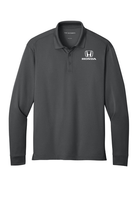 Honda Logo Long Sleeve Polo Shirt Stormy Grey