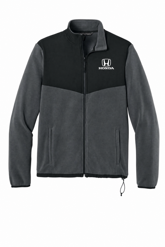 Honda Racing Lightweight Fleece Jacket Grey //speedgear.com/cdn/shop/files/HM6411-F180IrGyBlackFlatFront_honda_wordmark_f408b669-6468-46b5-8b79-e548691266fd.png?v=1787749595