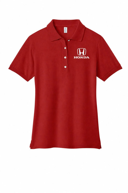 Honda Ladies Polo Shirt Red //speedgear.com/cdn/shop/files/HM6618-437WTrueRedModelFront.jpg?v=1784032843