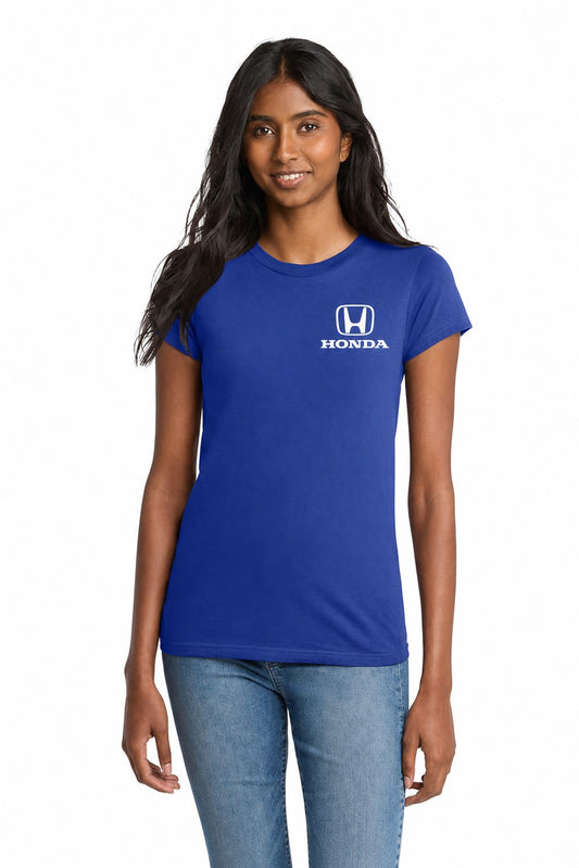 Honda Racing Ladies Fitted Tee Shirt Royal Blue //speedgear.com/cdn/shop/files/HM6621-DT5001DeepRoyalModelFront2.jpg?v=1784034569