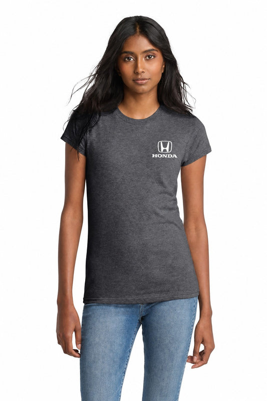 Honda Racing Ladies Fitted Tee Shirt Charcoal //speedgear.com/cdn/shop/files/HM6623-DT5001HtdCharModelFront2.jpg?v=1784034754