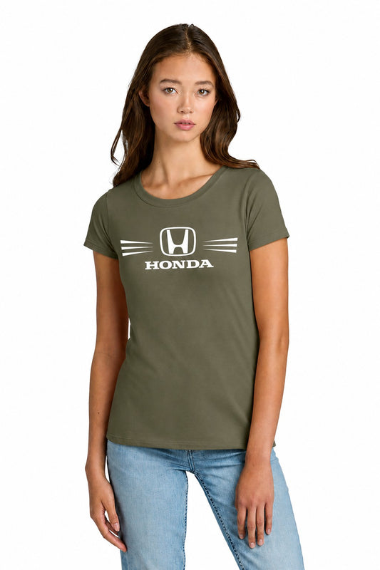 Honda Racing Ladies Round Neck Tee Army Green //speedgear.com/cdn/shop/files/HM6633-NL1510MilGreenModelFront_58ae7702-3ca8-4559-85c0-ab8210bc0364.jpg?v=1784041586
