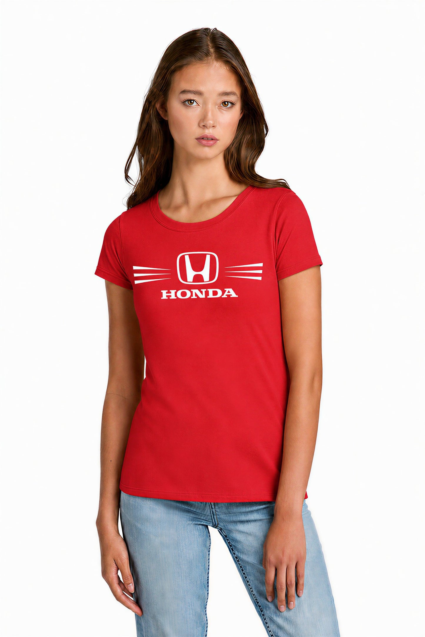 Honda Racing Ladies Round Neck Tee Red