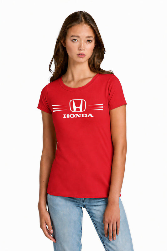 Honda Racing Ladies Round Neck Tee Red //speedgear.com/cdn/shop/files/Hm6635-NL1510RedModelFront.jpg?v=1784042223