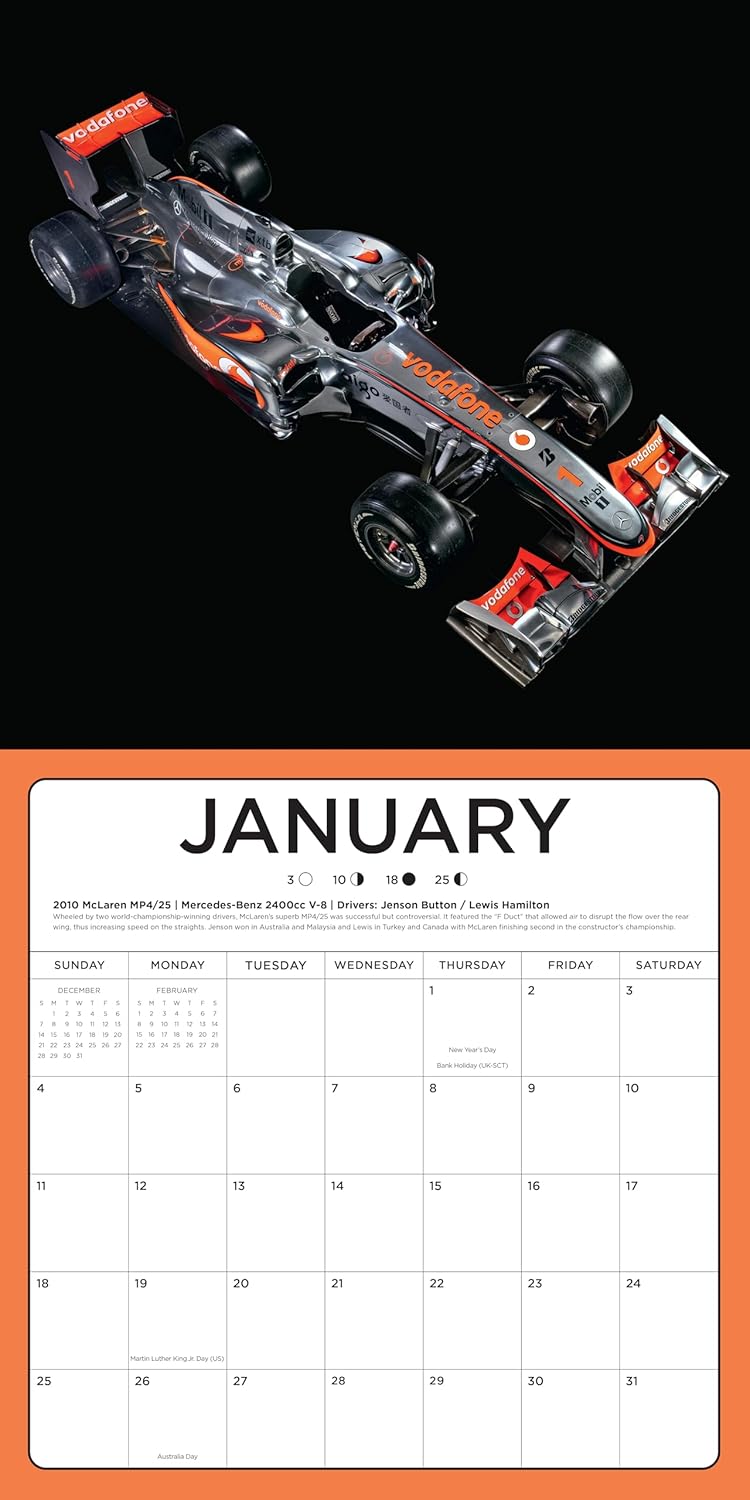 2026 Art of the Formula 1 Racecar Wall Calendar