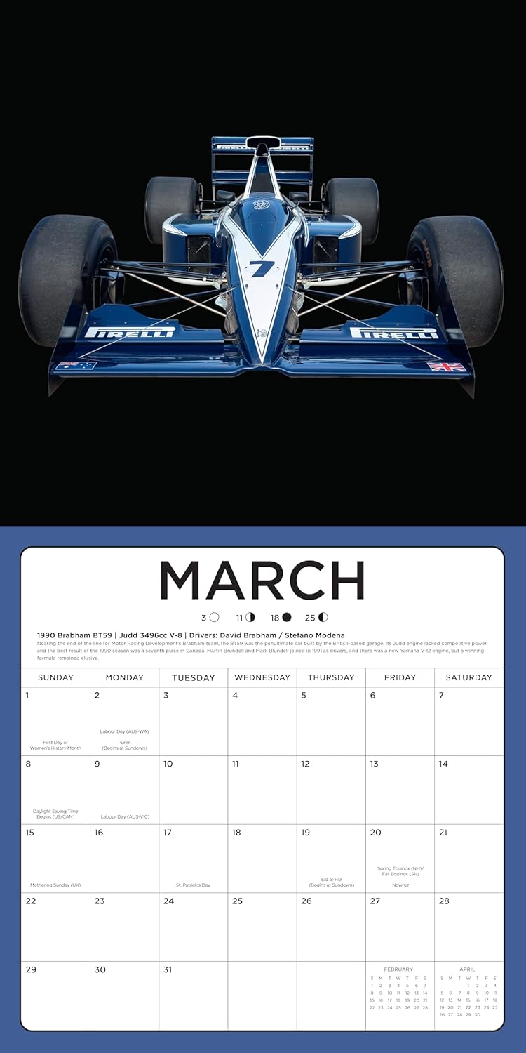 2026 Art of the Formula 1 Racecar Wall Calendar