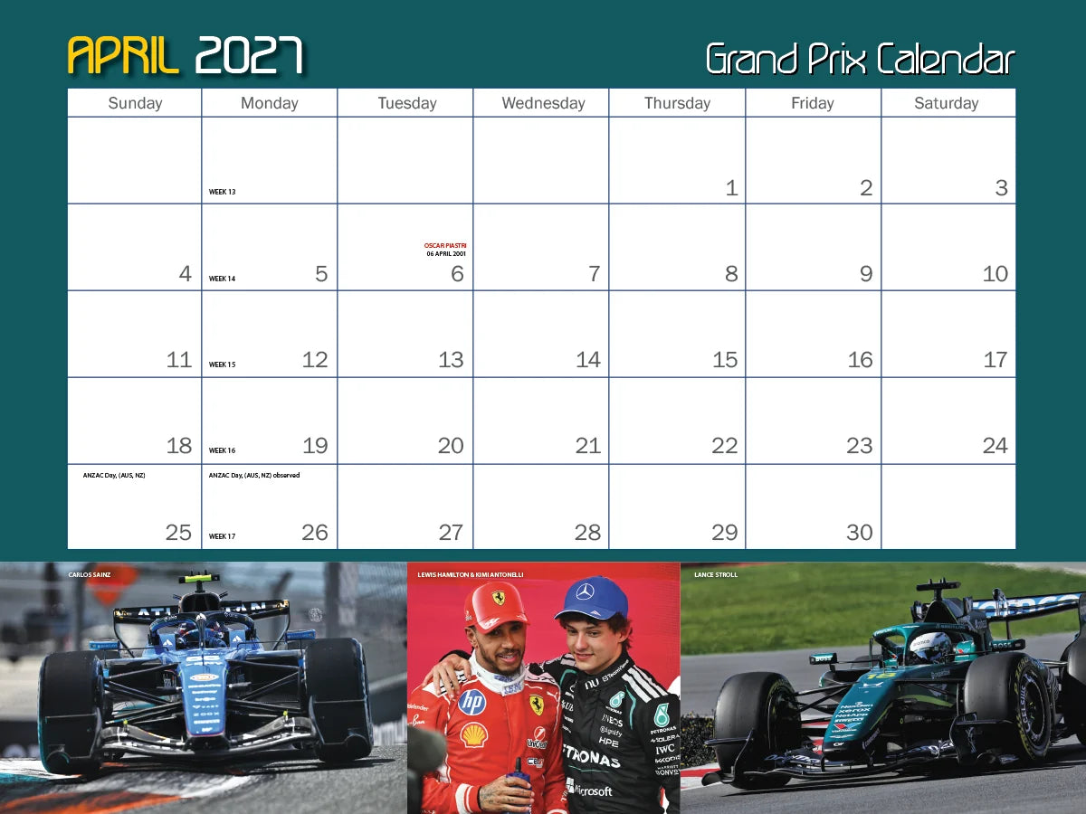 2027 Autocourse Grand Prix Wall Calendar