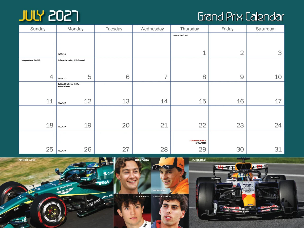 2027 Autocourse Grand Prix Wall Calendar