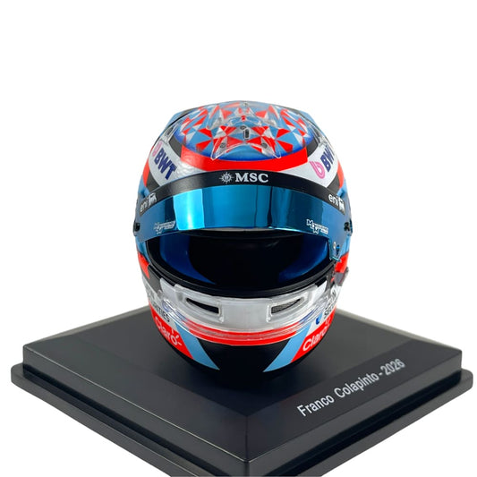 1:5th Scale BWT Alpine F1 Franco Colapinto 2026 Mini Helmet //speedgear.com/cdn/shop/files/AH6912.jpg?v=1792061201