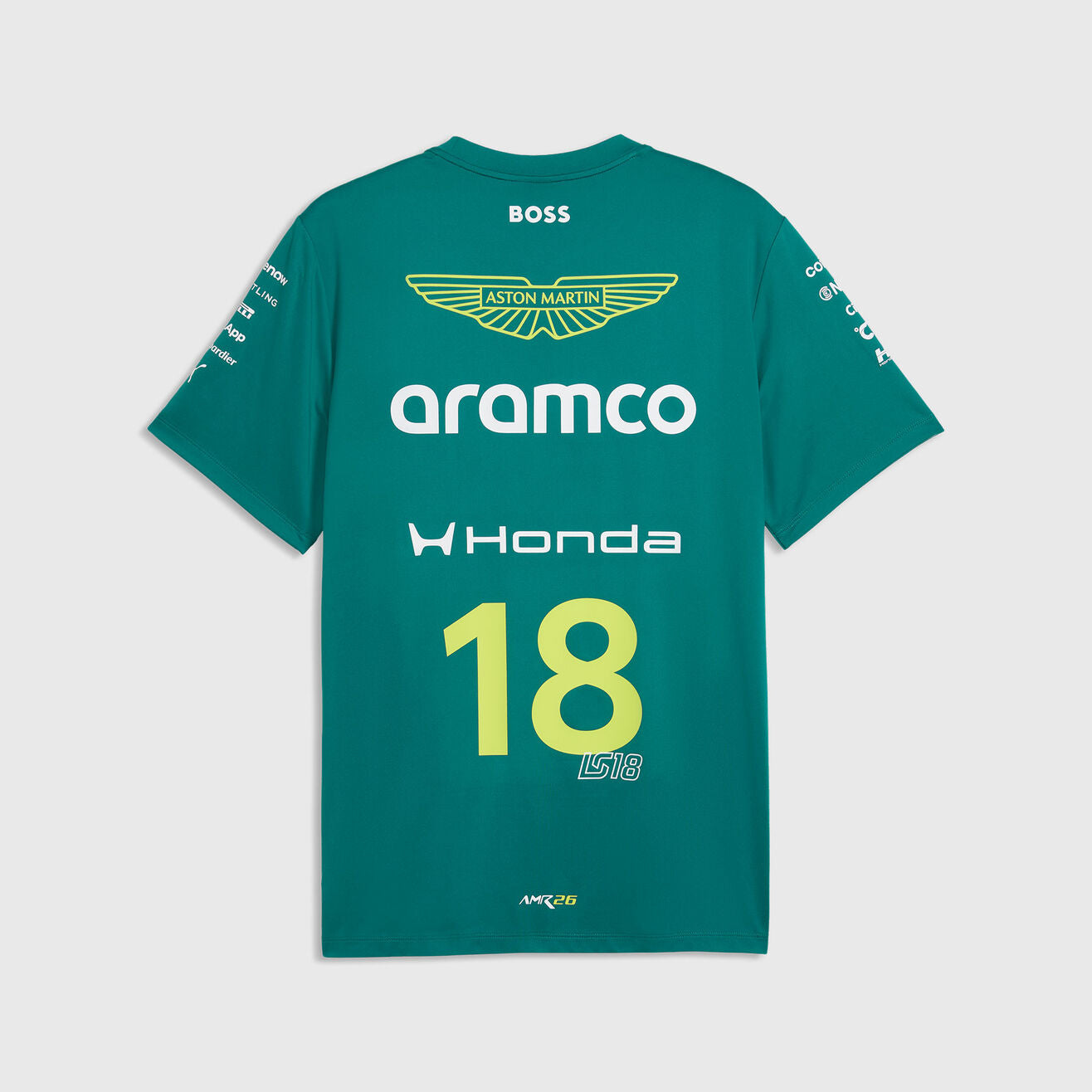 Aston Martin F1 Replica Stroll #18 Tee Shirt 2026 Green