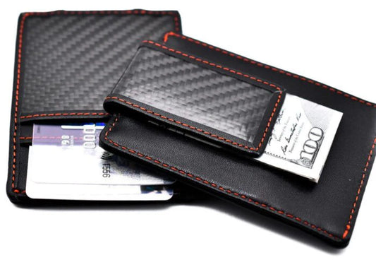 Carbon Fiber Leather Wallet with Money Clip