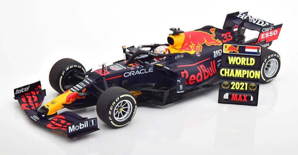 Red Bull Racing RB16B Max Verstappen World Champion 2021 - Winner Abu Dhabi with Pitboard