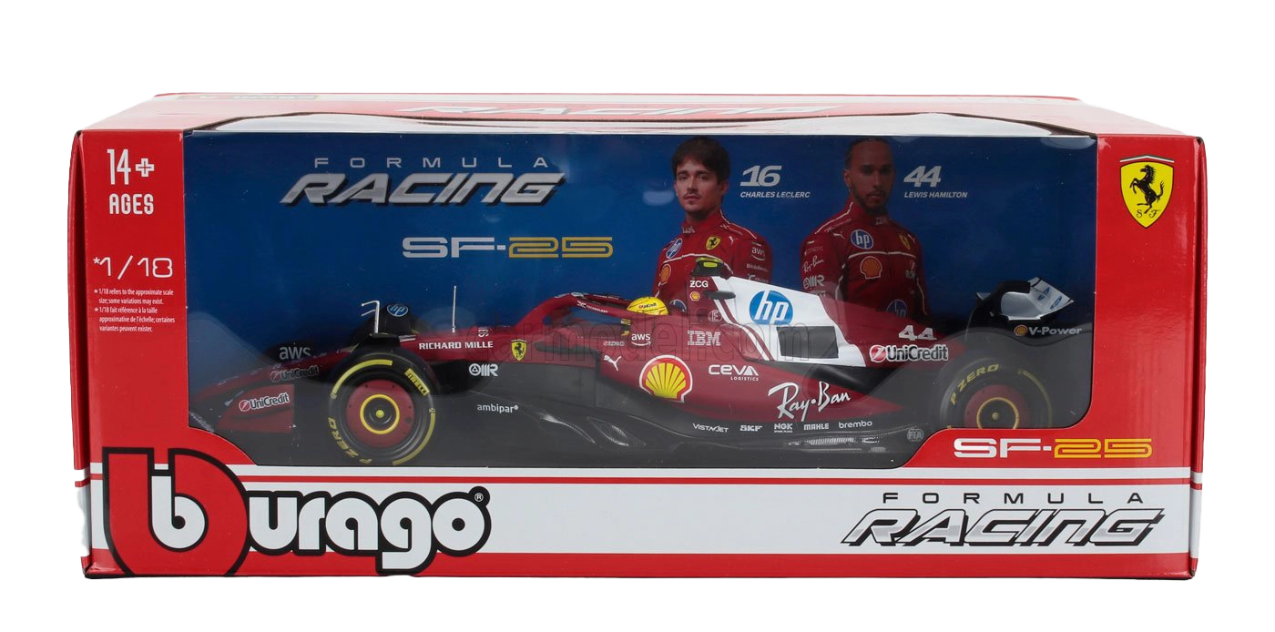 1:18th Scuderia Ferrari F1 SF-25 Lewis Hamilton #44 Red