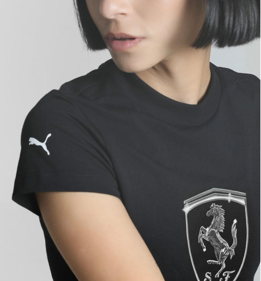 Scuderia Ferrari F1 Ladies Big Shield Tonal Tee Black