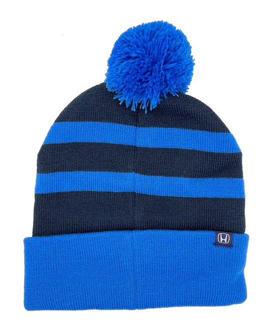 Honda Navy Striped Pom Pom Beanie