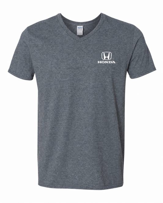 Honda Racing Logo Vneck Tee Heather Grey //speedgear.com/cdn/shop/files/HM6148-gildan64V00-S_HeatherGreytee.png?v=1786637546