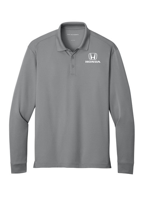 Honda Logo Long Sleeve Polo Shirt Gusty Grey
