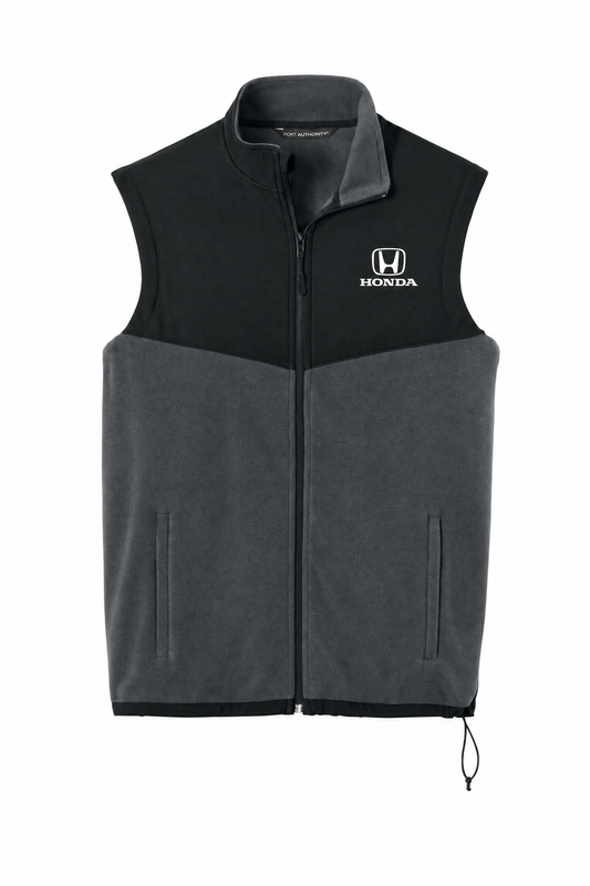 Honda Racing Lightweight Fleece Vest Gray //speedgear.com/cdn/shop/files/HM6407-F181IrGyBlackFlatFront_honda_wordmark.png?v=1787680152
