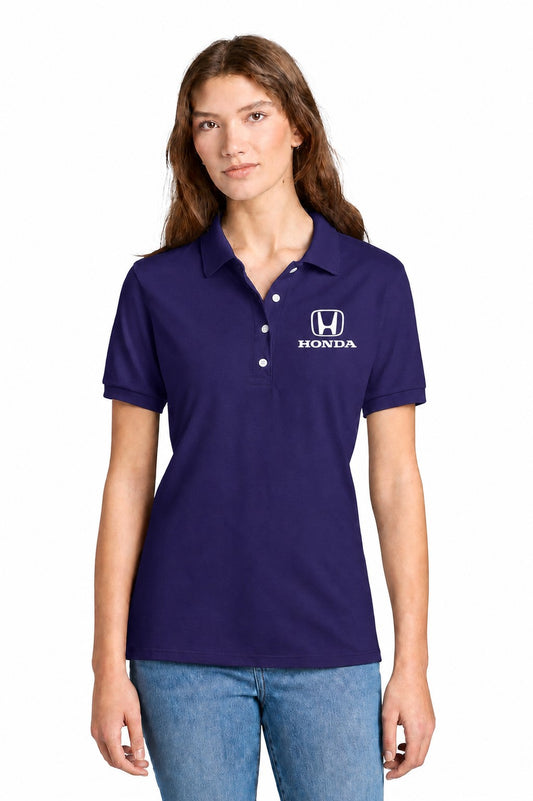 Honda Ladies Polo Shirt Purple //speedgear.com/cdn/shop/files/HM6613-437WDeepPurpleFlatFront.jpg?v=1784032298