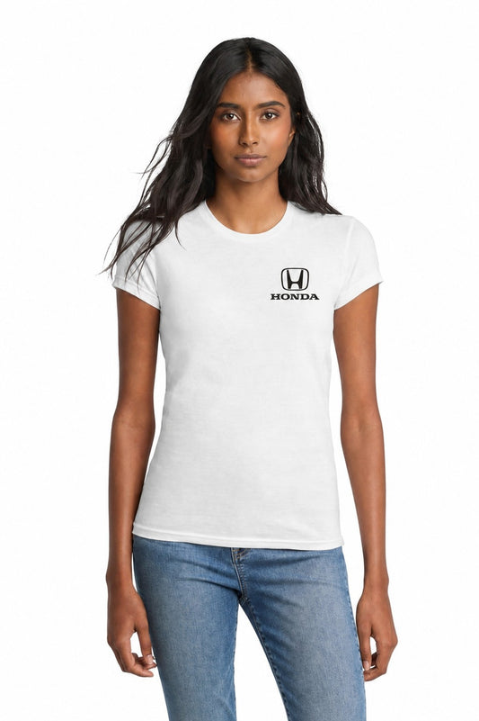 Honda Racing Ladies Fitted Tee Shirt White //speedgear.com/cdn/shop/files/HM6625-DT5001WhiteModelFront2.jpg?v=1784035233