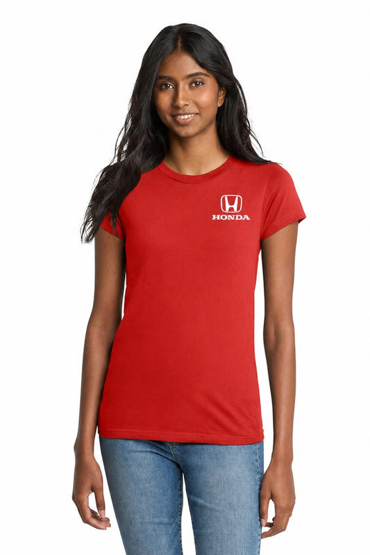 Honda Racing Ladies Fitted Tee Shirt Red //speedgear.com/cdn/shop/files/HM6626-DT5001NewRedModelFront2.jpg?v=1784035409