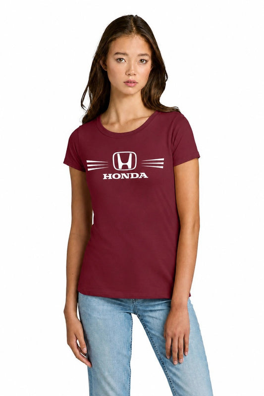 Honda Racing Ladies Round Neck Tee Cardinal Red //speedgear.com/cdn/shop/files/HM6628-NL1510CardinalModelFront.jpg?v=1784041234