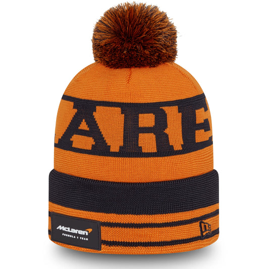 McLaren F1 New Era Team Bobble Cuff Beanie Papaya