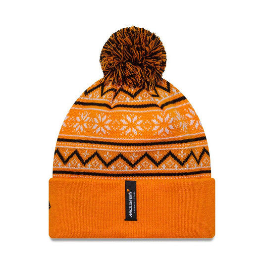 New Era x McLaren F1 Holiday Cuff Beanie Papaya