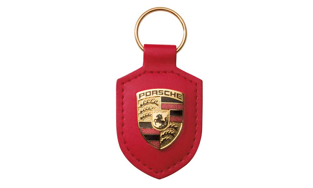 Porsche Crest Leather Keyfob Red