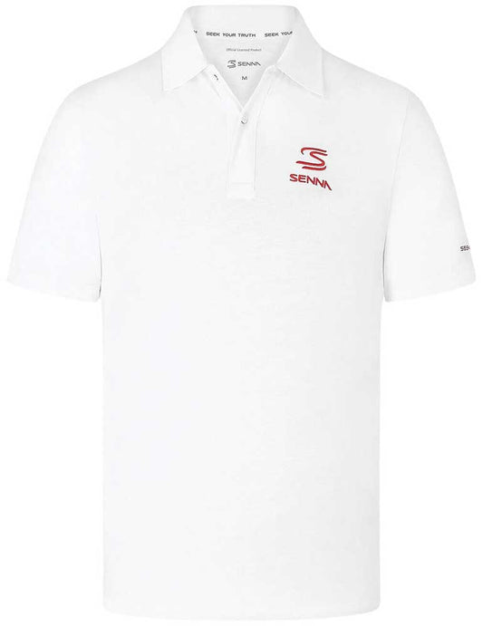 Ayrton Senna SS Logo Polo Shirt White